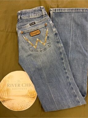 Wrangler Women's Light Blue Boot Cut Jeans with Embroidered W Pocket